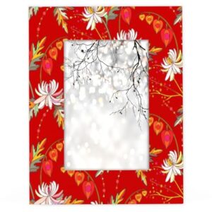 Yzrwebo Ethnica Floral 11x14 Picture Frame Red Background Wood Photo Frames High Transparent Horizontal and Vertical Tabletop Display or Wall Mounting for Family Home Gallery Office