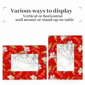 Yzrwebo Ethnica Floral 11x14 Picture Frame Red Background Wood Photo Frames High Transparent Horizontal and Vertical Tabletop Display or Wall Mounting for Family Home Gallery Office