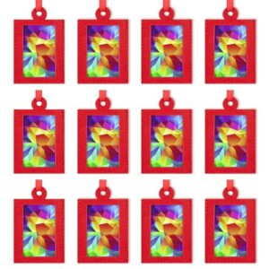 colorful geometric art christmas photo ornament frame red picture frame for xmas tree hanging decoration