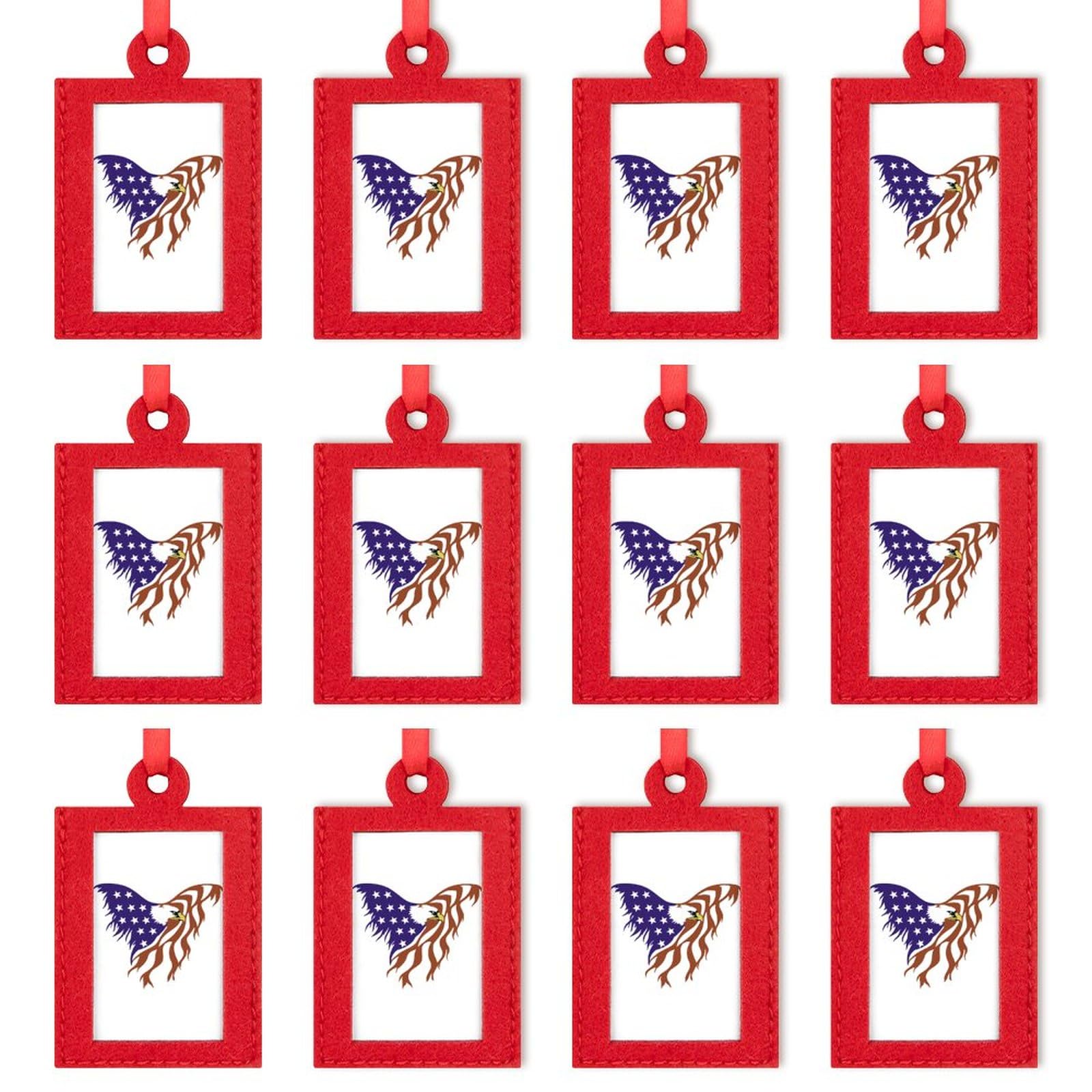 American Flag Eagle Christmas Photo Ornament Frame Red Picture Frame for Xmas Tree Hanging Decoration