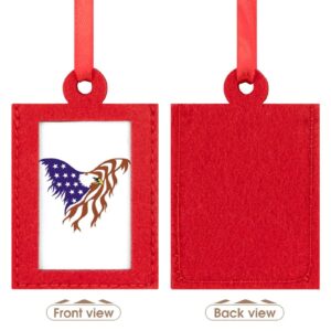 American Flag Eagle Christmas Photo Ornament Frame Red Picture Frame for Xmas Tree Hanging Decoration