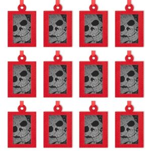 Ethnic Pattern Skull Christmas Photo Ornament Frame Red Picture Frame for Xmas Tree Hanging Decoration