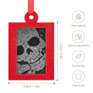 Ethnic Pattern Skull Christmas Photo Ornament Frame Red Picture Frame for Xmas Tree Hanging Decoration