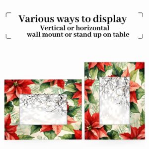 Mardesigns Christmas 5x7 Picture Frame, Red Poinsettia Photo Picture Frame Display 5x7 or 4x6 Pictures for Wall and Table Vertical or Horizontal Display Photo Frame