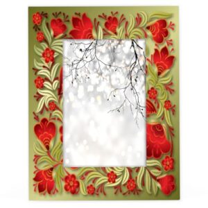 yzrwebo tropical floral 4x6 picture frame red flower leaves wood photo frames high transparent horizontal and vertical tabletop display or wall mounting for family home gallery office