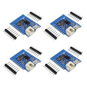 Onyehn 4pcs for Wemos D1 Mini Battery Shield Micro USB Single Lithium Battery Charging Boost Module with Pins LED Indicator 5V 1A DC