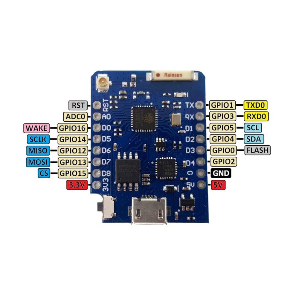 D1 Mini Pro NodeMCU-Based WiFi-SoC ESP8266 ESP-12 IoT Microcontroller w/ 16MB Flash, Micro-USB Connection & External Antenna