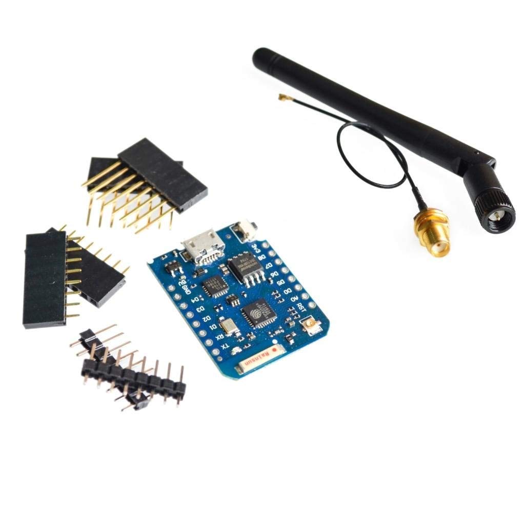 Mayata WEMOS D1 Mini Pro 4MB/16MB External Antenna Connector NodeMCU Based esp8266 Series Antenna ESP-8266EX CP2104 Development Board (Development board + antenna 128MBIT=16MB)