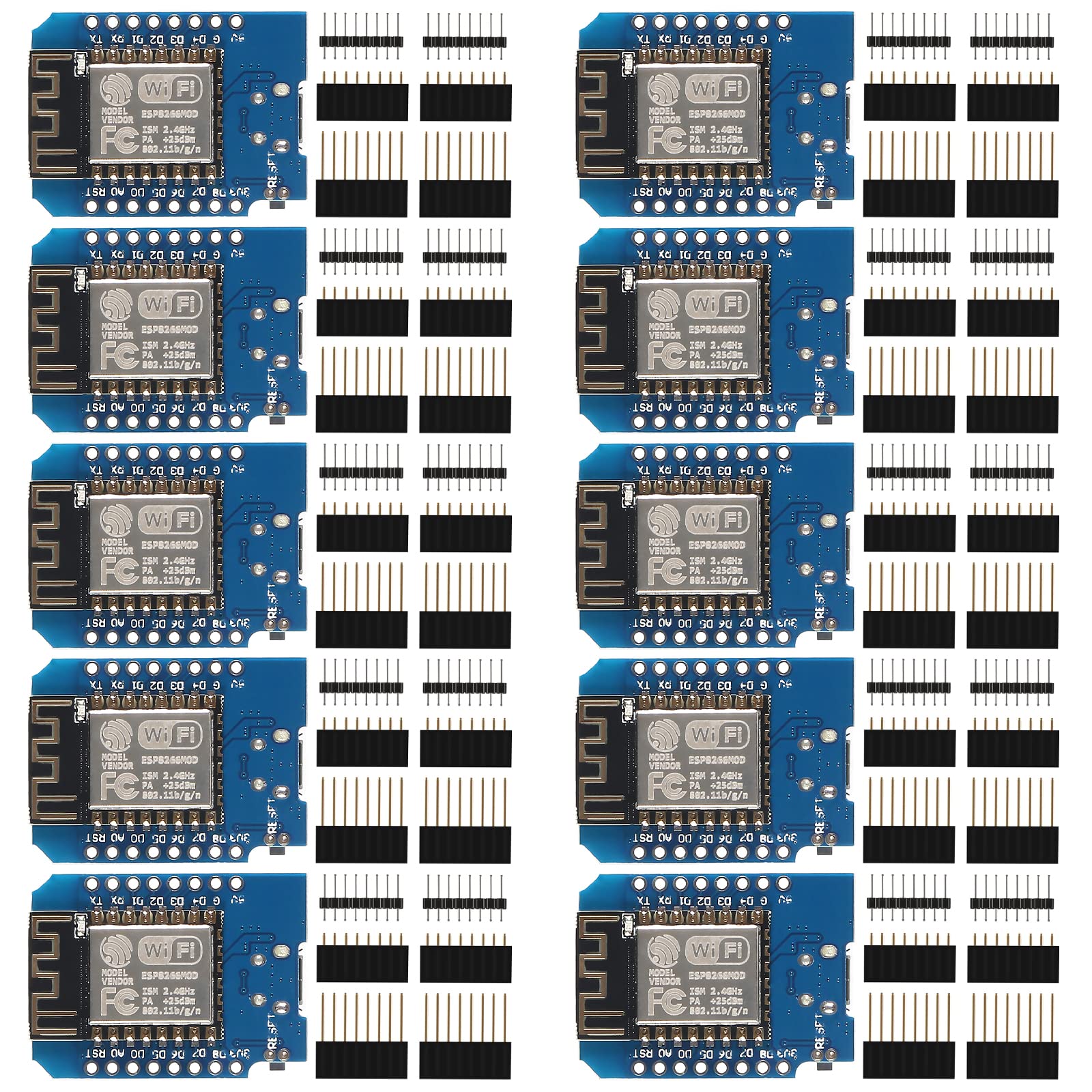 Coliao 10pcs ESP8266 ESP-12F NodeMcu Mini Wireless D1 Module NodeMcu Lua 4M Bytes WLAN WiFi Internet Development Board Compatible with WeMos D1 Mini NodeMcu