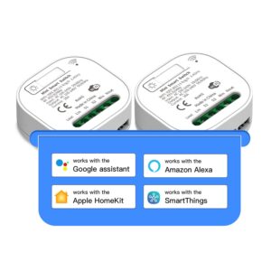 dohome homekit wifi relay switch, smart relay wireless remote control light switch voice control outlet timer work with siri, alexa and google assistant diy your home 2 pack (square)