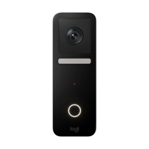 logitech circle view apple homekit- enabled wired doorbell with logitech trueview video, face recognition, color night vision, and head-to-toe hd video - black
