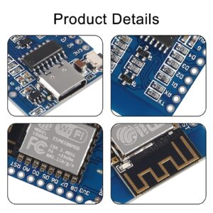 3pcs Type-C ESP8266 ESP-12F NodeMcu Mini D1 Module WeMos Lua 4M Bytes WLAN WiFi Internet Development Board Base on Type-C ESP8266 ESP-12F for Arduino