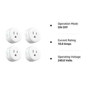 WiFi Smart Plug for Alexa,Eessley Mini Wireless Mini Remote Control Outlet with Timing Function,Compatible with Amazon Alexa Google Home,Echo Dot and IFTTT, No Hub Required Smart Socket - 4 Packs