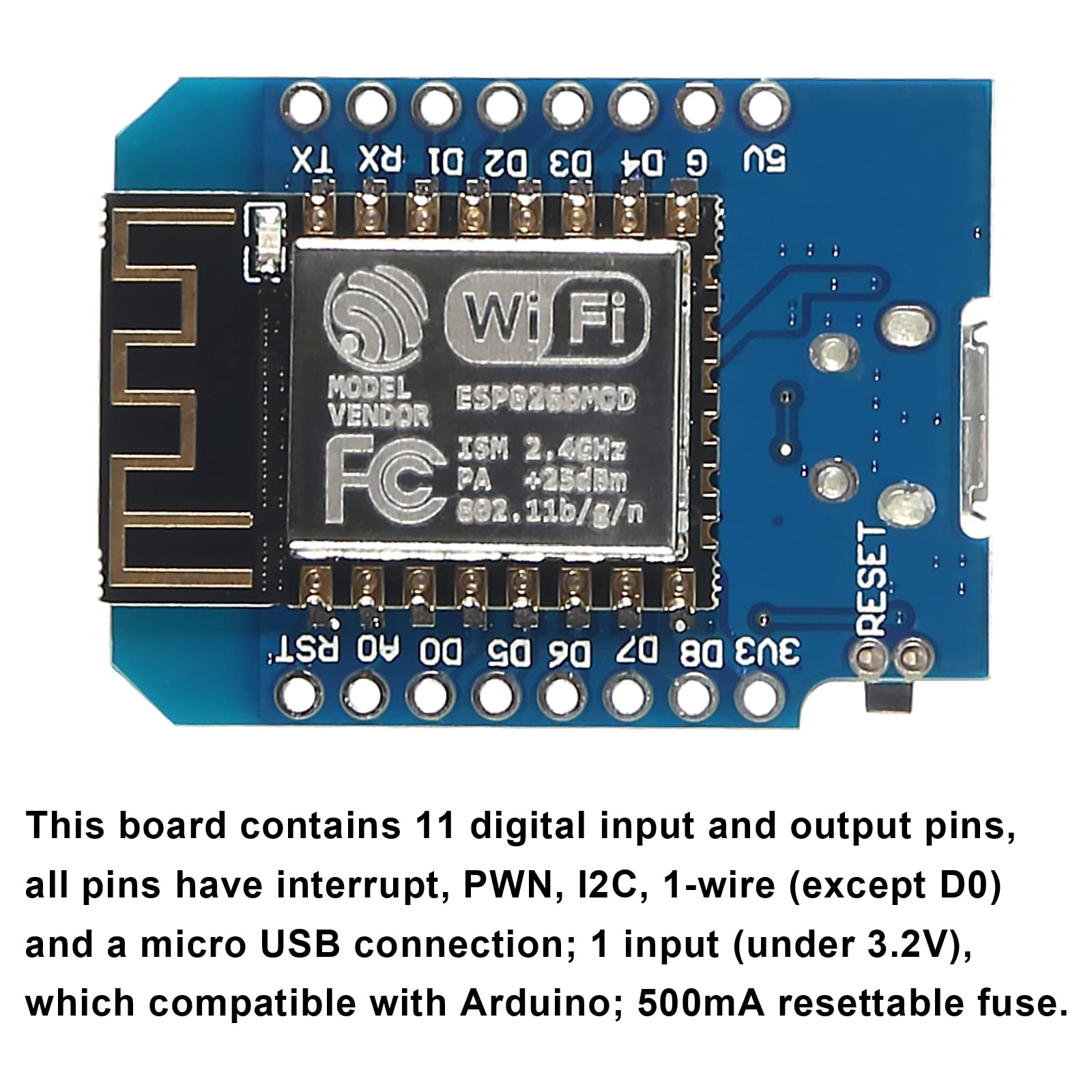 AITIAO 4Pcs ESP8266 ESP-12 ESP-12F NodeMcu Mini D1 Module for WeMos Lua 4M Bytes WLAN WiFi Internet Development Board Base on ESP8266 ESP-12F Compatible with WeMos D1 Mini