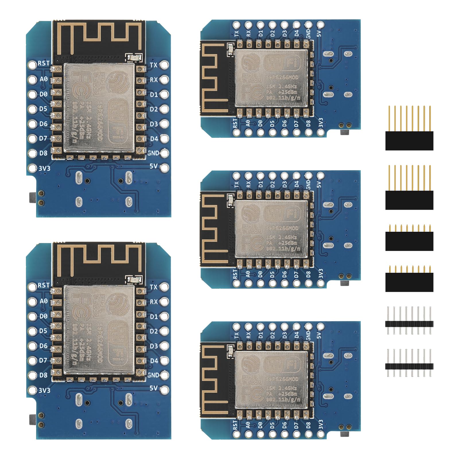 YEJMKJ 5pcs D1 Mini NodeMcu ESP8266 Module Type-C USB ESP-12F WLAN WiFi Internet Development Board Base on ESP8266 ESP-12F Compatible with Arduino, WeMos D1 Mini