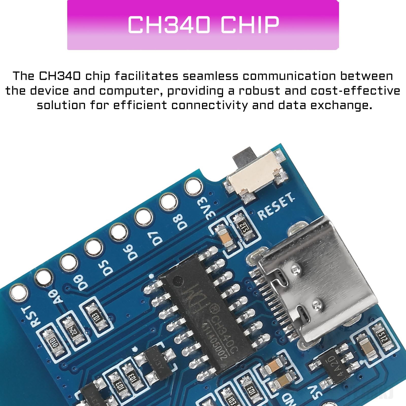 YEJMKJ 5pcs D1 Mini NodeMcu ESP8266 Module Type-C USB ESP-12F WLAN WiFi Internet Development Board Base on ESP8266 ESP-12F Compatible with Arduino, WeMos D1 Mini