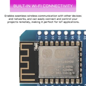 YEJMKJ 5pcs D1 Mini NodeMcu ESP8266 Module Type-C USB ESP-12F WLAN WiFi Internet Development Board Base on ESP8266 ESP-12F Compatible with Arduino, WeMos D1 Mini