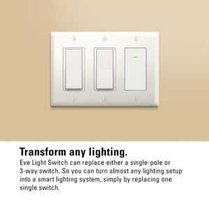 Eve Light Switch – Connected Wall Switch (Apple HomeKit), single, alternating & cross switches, compatible with multi-location setups, schedules, no bridge required, Bluetooth,Thread