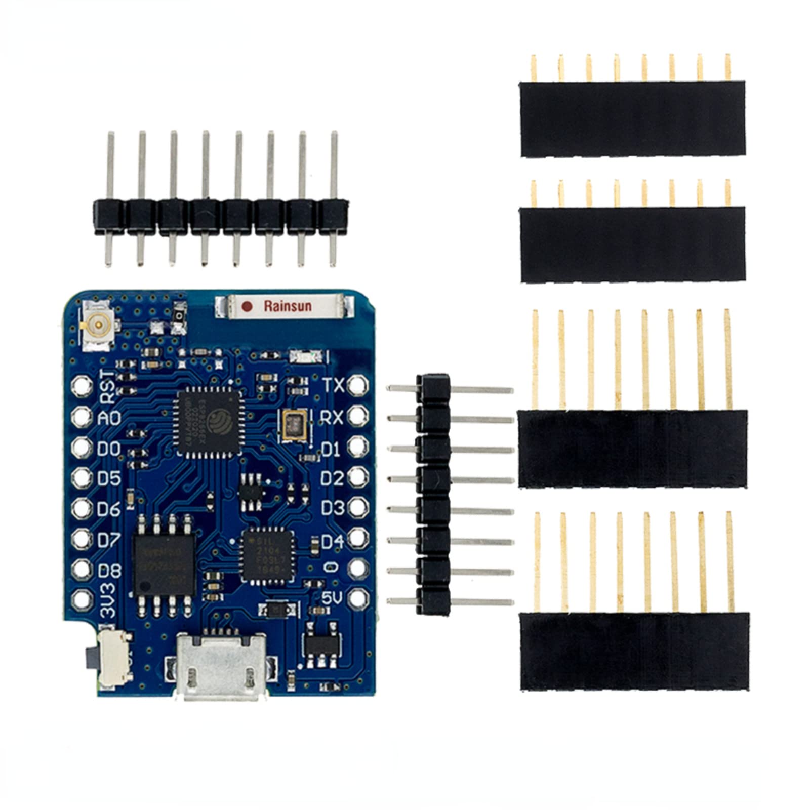 D1 Mini ESP8266 ESP-12 ESP-12F CH340G V2 USB WeMos WiFi Development Board NodeMCU Lua IOT Board 3.3V with Pins (D1 Mini PRO 16MB)