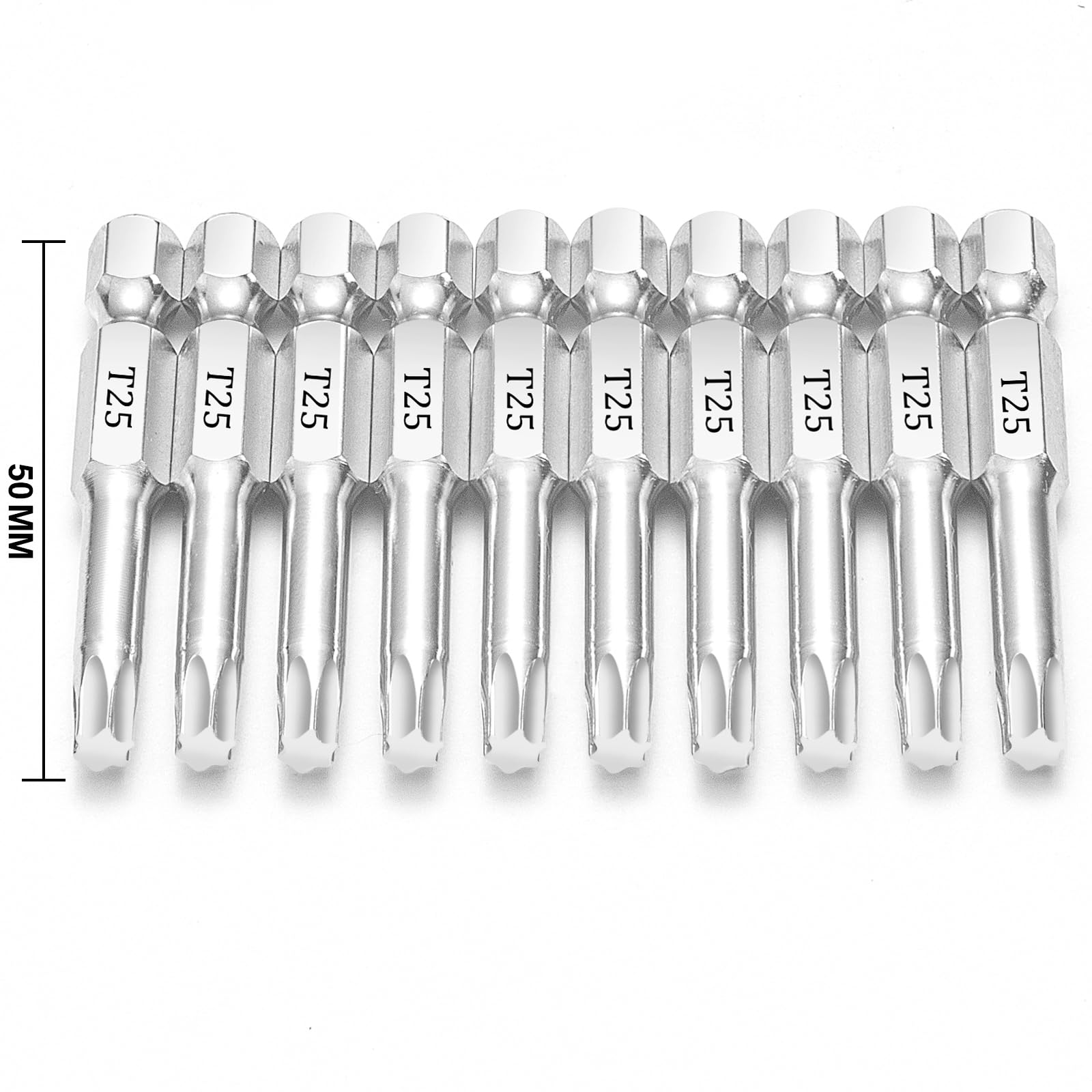 T25 Torx Bits(10-Pack 2 Inch), 1/4 Inch Hex Shank S2 Steel Magnetic star 6 Point Screwdriver bit set