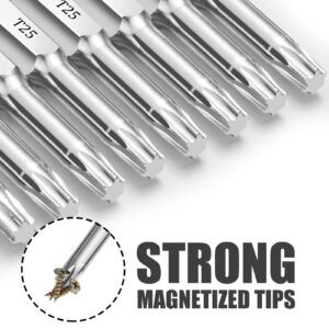 T25 Torx Bits(10-Pack 2 Inch), 1/4 Inch Hex Shank S2 Steel Magnetic star 6 Point Screwdriver bit set