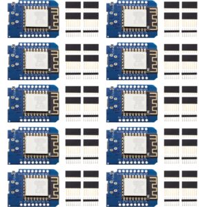 Weewooday 10 Pieces Development Board NodeMcu Mini D1 Module for ESP8266 ESP-12F 4M Bytes WLAN WiFi Internet Development Board Compatible with Arduino