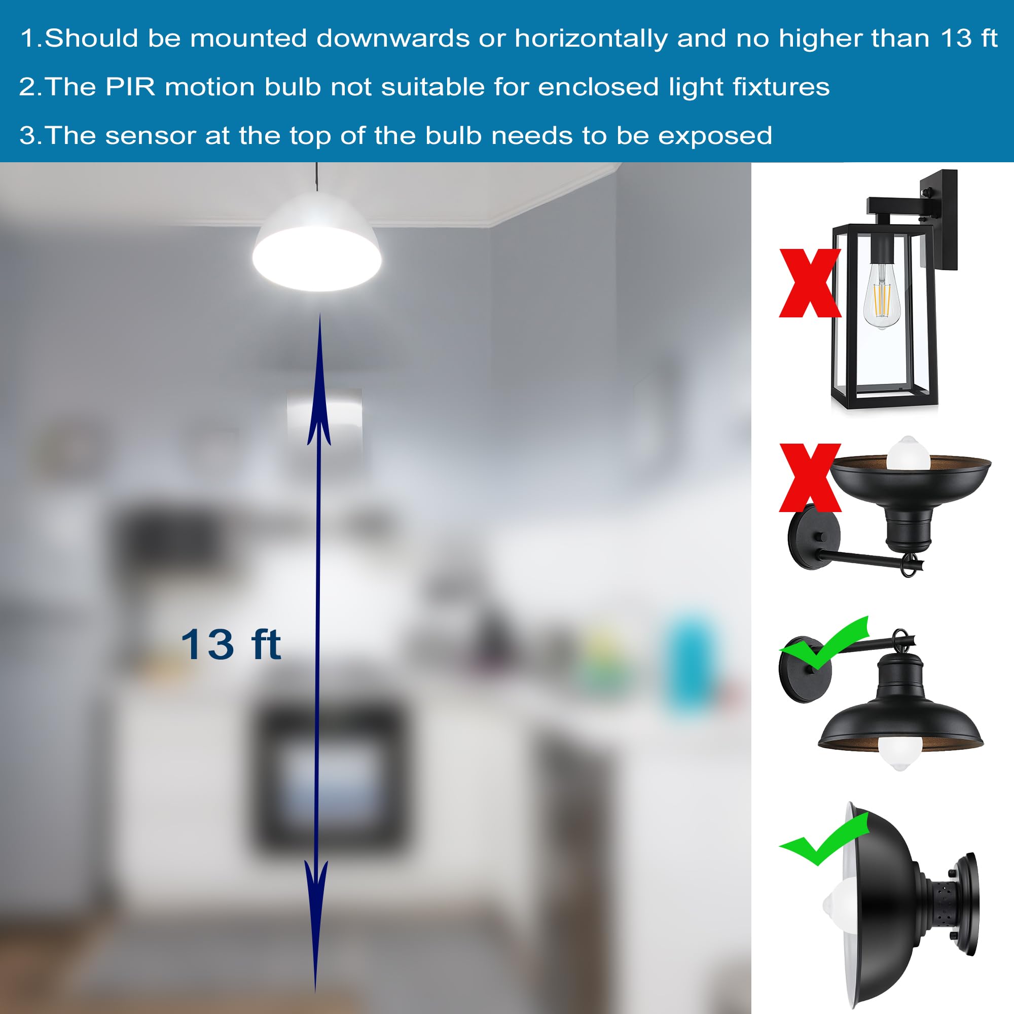 Motion Sensor Light Bulbs for Outdoor Indoor, 9W A19 Motion Detector Led Bulb, 60 Watt Equivalent, E26 800lm 5000K Daylight, Dusk to Dawn Motion Activated Security Lights for outside, Inside (2 Pack)