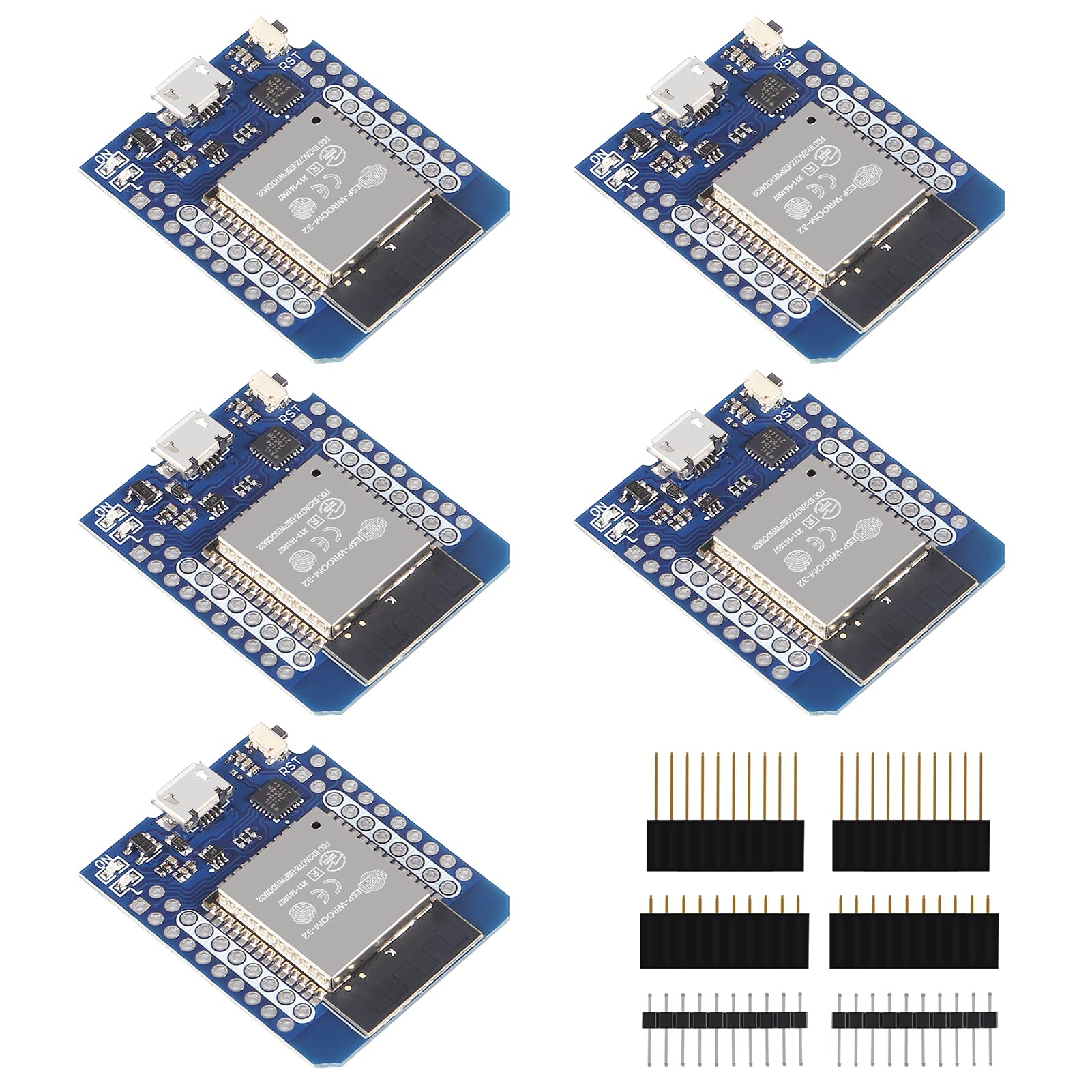 ACEIRMC D1 Mini NodeMCU ESP32 ESP-WROOM-32 WLAN WiFi Bluetooth IoT Development Board 5V Compatible for Arduino (5pcs)