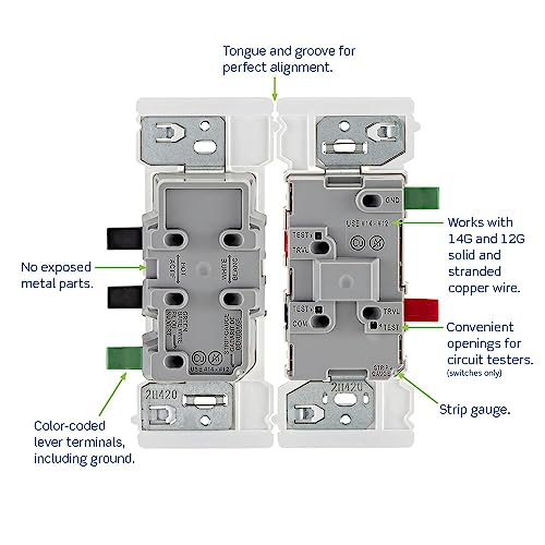 Leviton E5603-SW Decora Edge 15 Amp 3-Way Rocker Switch, White