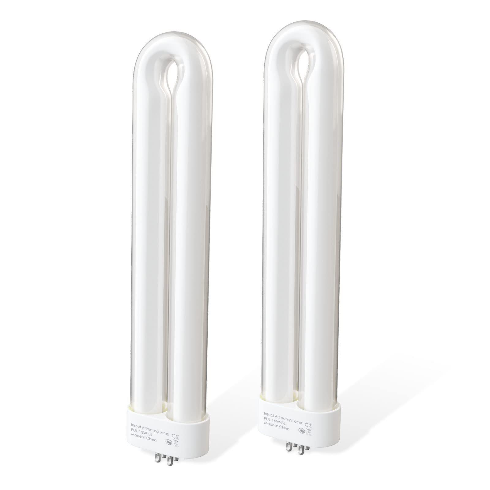 Klahaite 2 Pcs Replacement Bulb for Electric Outdoor Bug Zapper and Mosquito 15W Single U-Shaped Twin Tube, White, UV-15