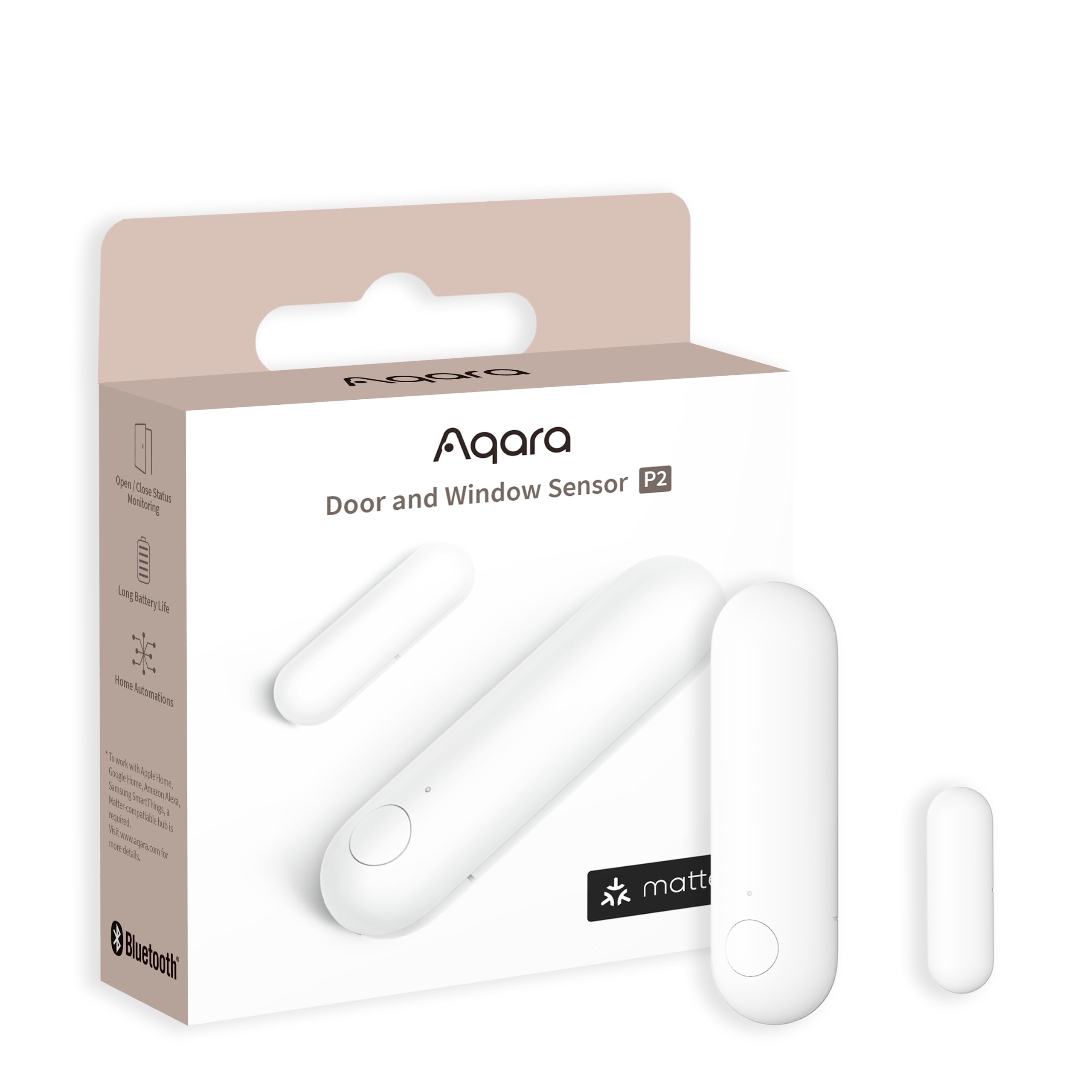 Aqara Door and Window Sensor P2, Matter Over Thread, Requires Thread Border Router, Contact Sensor with Remote Alarm and Local Automation, Supports Apple Home, Google Home, Alexa and SmartThings