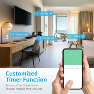 Syantek Smart Plug, Smart Home WiFi Outlets Compatible with Alexa and Google Assistant for Voice Control, Remote Control, Timer Function, No Hub Required, 2.4GHz WiFi Only, FCC Certified (2 Pack)