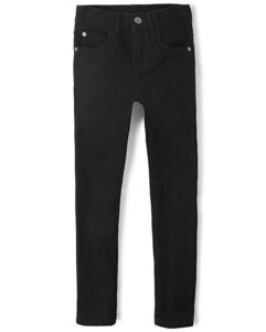 the children's place boys stretch skinny jeans, black wash single, 8 us