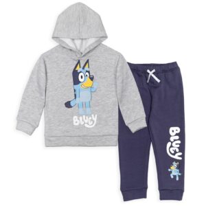 bluey toddler boys fleece hoodie and pants outfit set grey/blue 2t