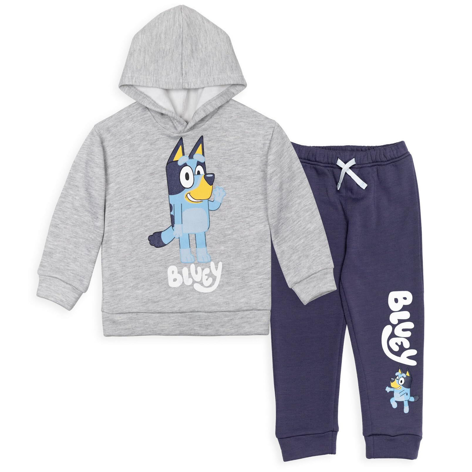 Bluey Toddler Boys Fleece Hoodie and Pants Outfit Set Grey/Blue 2T