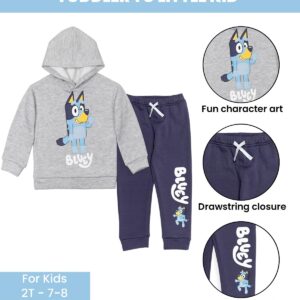 Bluey Toddler Boys Fleece Hoodie and Pants Outfit Set Grey/Blue 2T