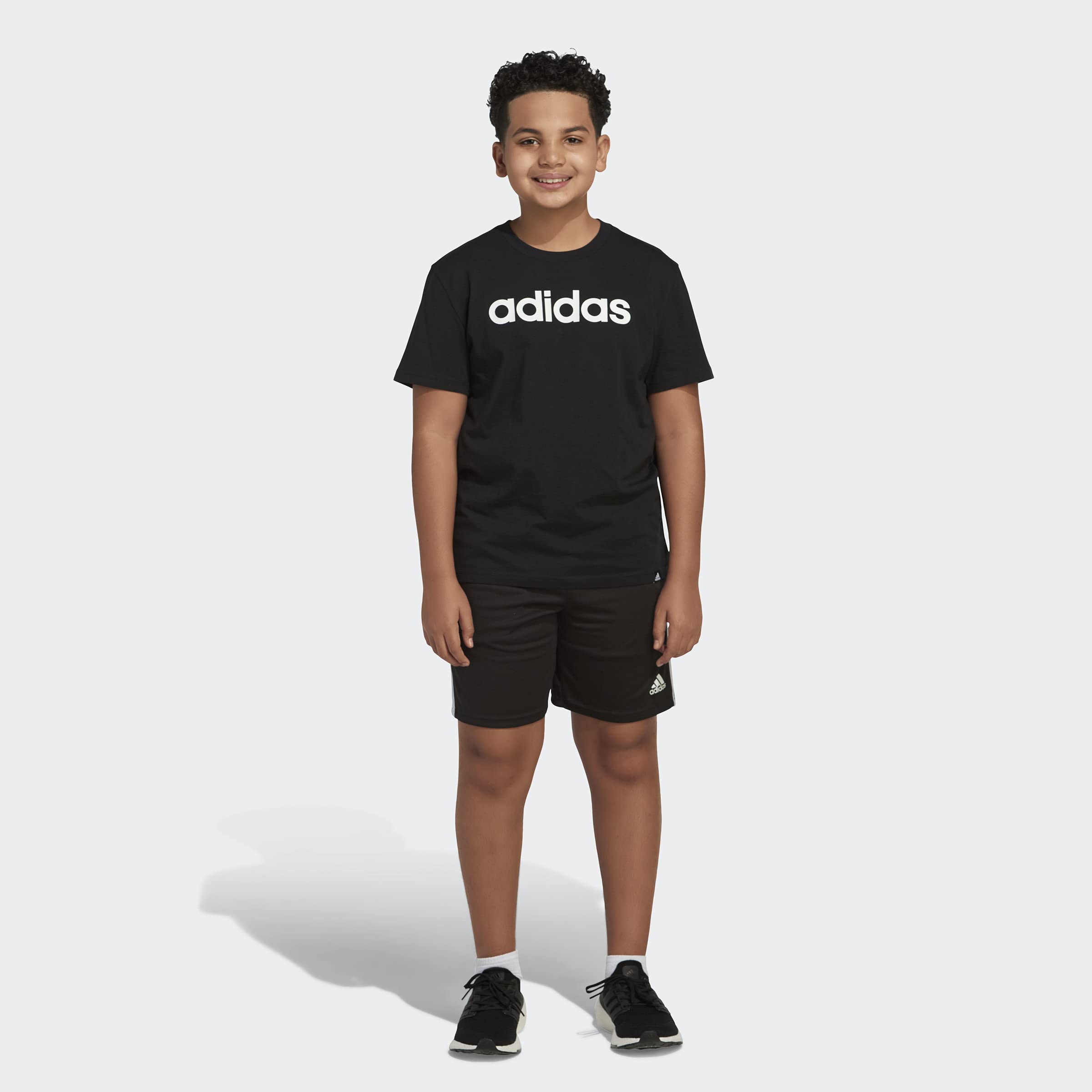 adidas boys Short Sleeve Aeroready Performance Logo Tee T-shirt T Shirt, Black, X-Large US