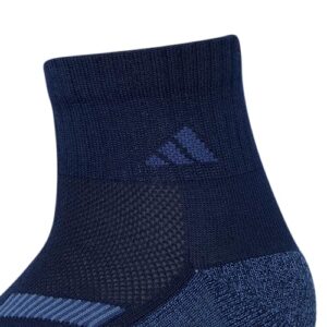 adidas Kids-Boy's/Girl's Cushioned Angle Stripe Quarter Socks (6-Pair), White/Collegiate Navy/Wonder Steel Blue, Medium