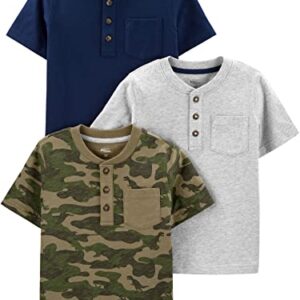 Simple Joys by Carter's Baby Boys' 3-Pack Short-Sleeve Tee Shirts, Green Camo/Grey Heather/Navy, 18 Months