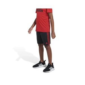 adidas Boys' Big Elastic Waistband Classic 3-Stripes Shorts, Black with Red, XL(18/20)