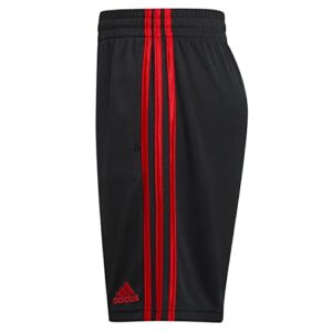 adidas Boys' Big Elastic Waistband Classic 3-Stripes Shorts, Black with Red, XL(18/20)