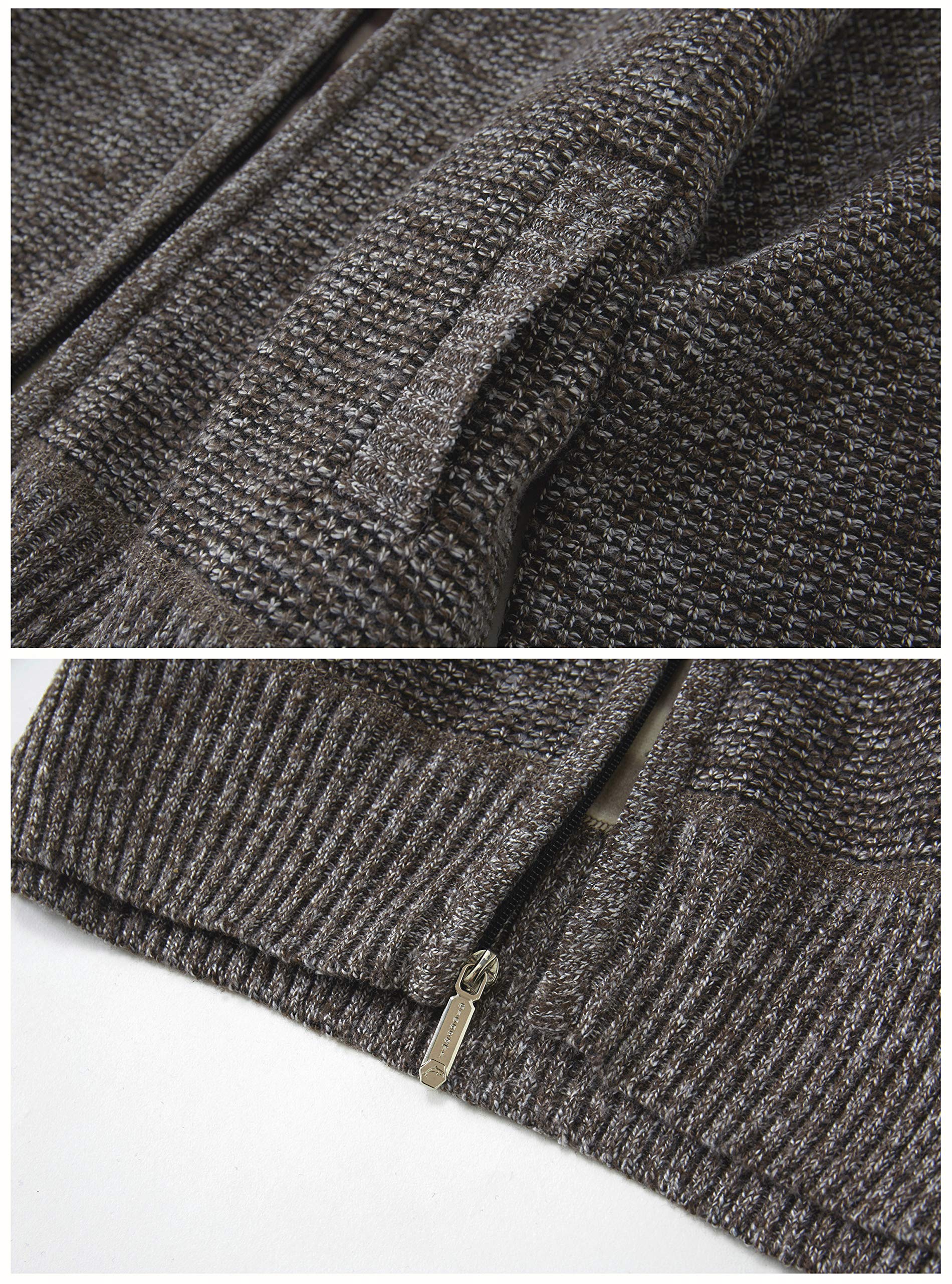 Gioberti Boy's Knitted Full Zip Cardigan Sweater with Soft Brushed Flannel Lining, Melange Coffee, Size 5