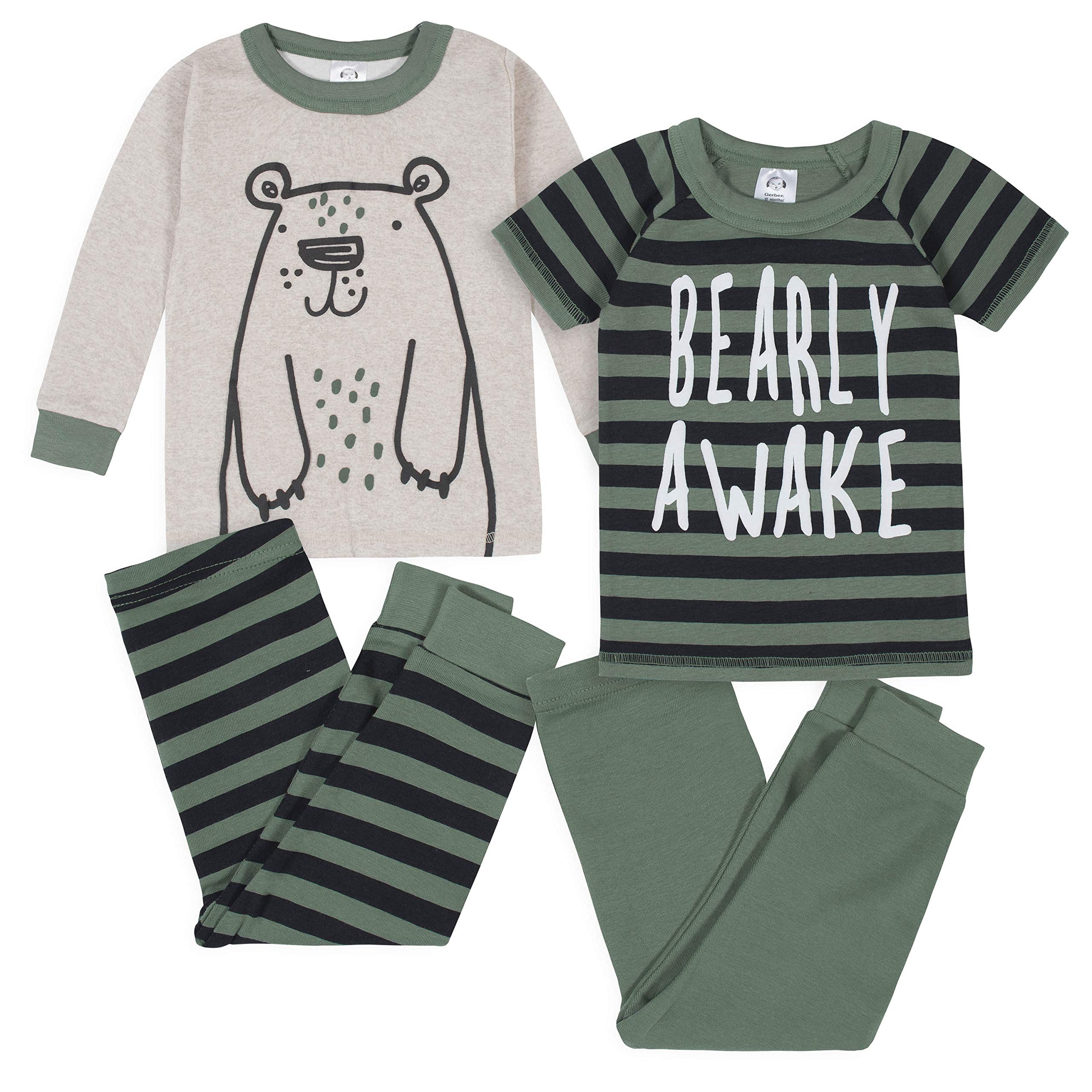 GerberBaby BoysToddler Snug Fit 4-Piece Pajama SetBear Grey24 Months