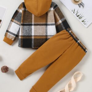 DISAUR Toddler Boy Clothes 12M-5T Plaid Long Sleeve Hoodie Sweatshirt+Letter Print Pants 2PCS Fashion Fall Outfit Sets