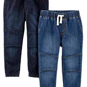 Simple Joys by Carter's Toddler Boys' Pull-On Denim Pant, Pack of 2, Denim/Dark Denim, 3T