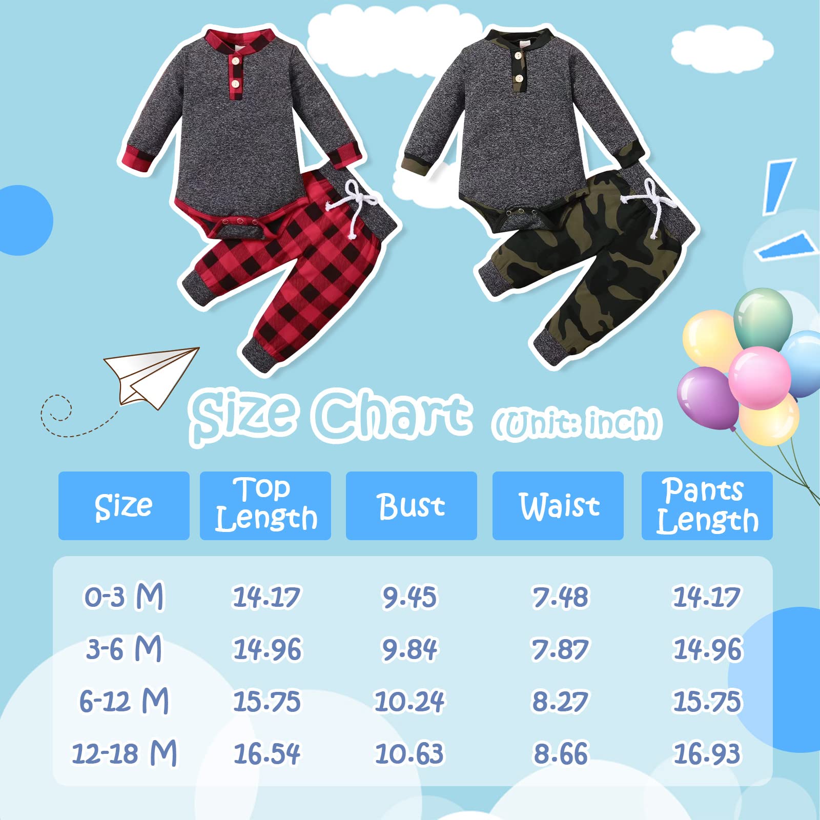 Baby Boy Clothes 6-9 Months Toddler Infant Boys Girls Outfit Long Sleeve Plaid Tops + Pants Outfit Set 2Pcs,Red Plaid Clothes 6-12 months/90cm