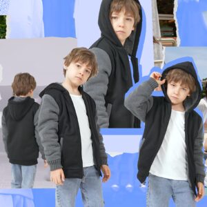 SECOOD Kids Hoodie Fleece Jacket Warm Sherpa Lined Zip Up Hooded Sweatshirt Soft Winter Coat Boys Girls School Outerwear