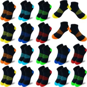 jamegio boy socks 18 pairs kids low cut socks half cushion sport ankle athletic sock for little big kids size age 3-14 years (5-7 years)