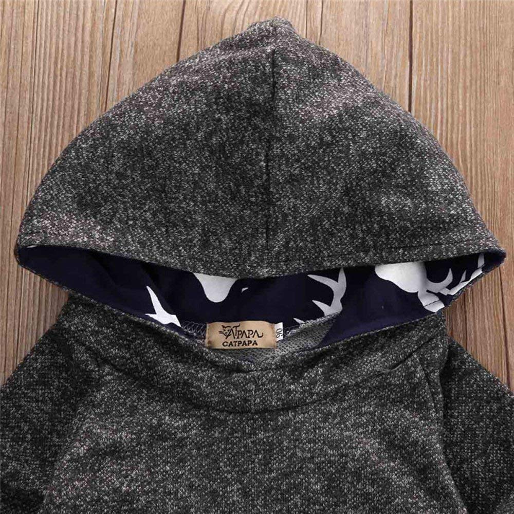 oklady Fall Toddler Baby Boy Clothes Deer Long Sleeve Hoodie Tops Sweatsuit Pants Winter Outfit Set(18-24 Months)