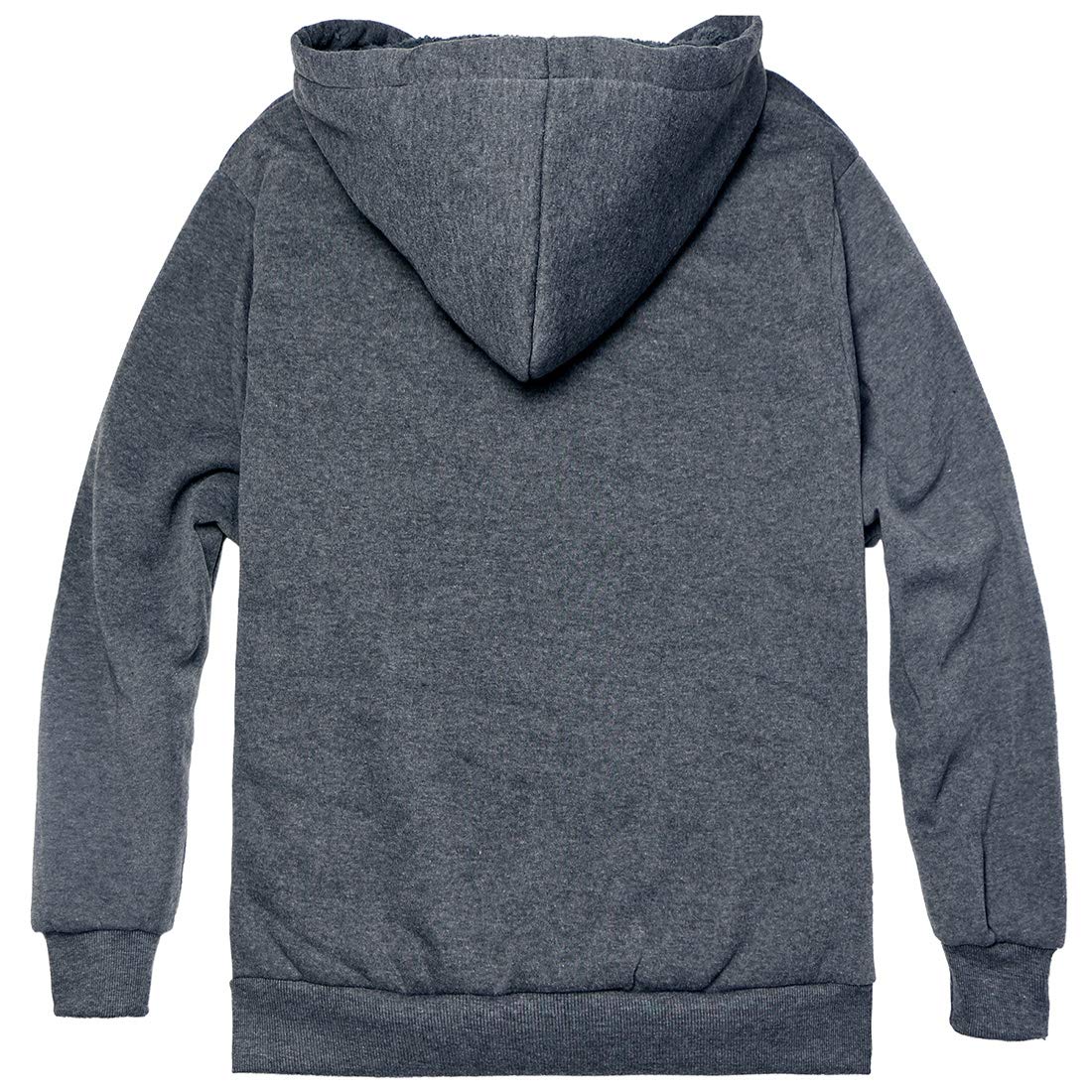 Sherpa Lined Boys Hoodie Full Zip Fleece Warm Youth Big Long Sleeve Child Sweatshirts Dark Grey